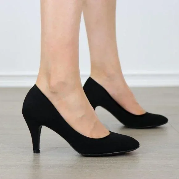 Closed Toe Low Mid Heel Dress Velvet Pump - Picture 10 of 16